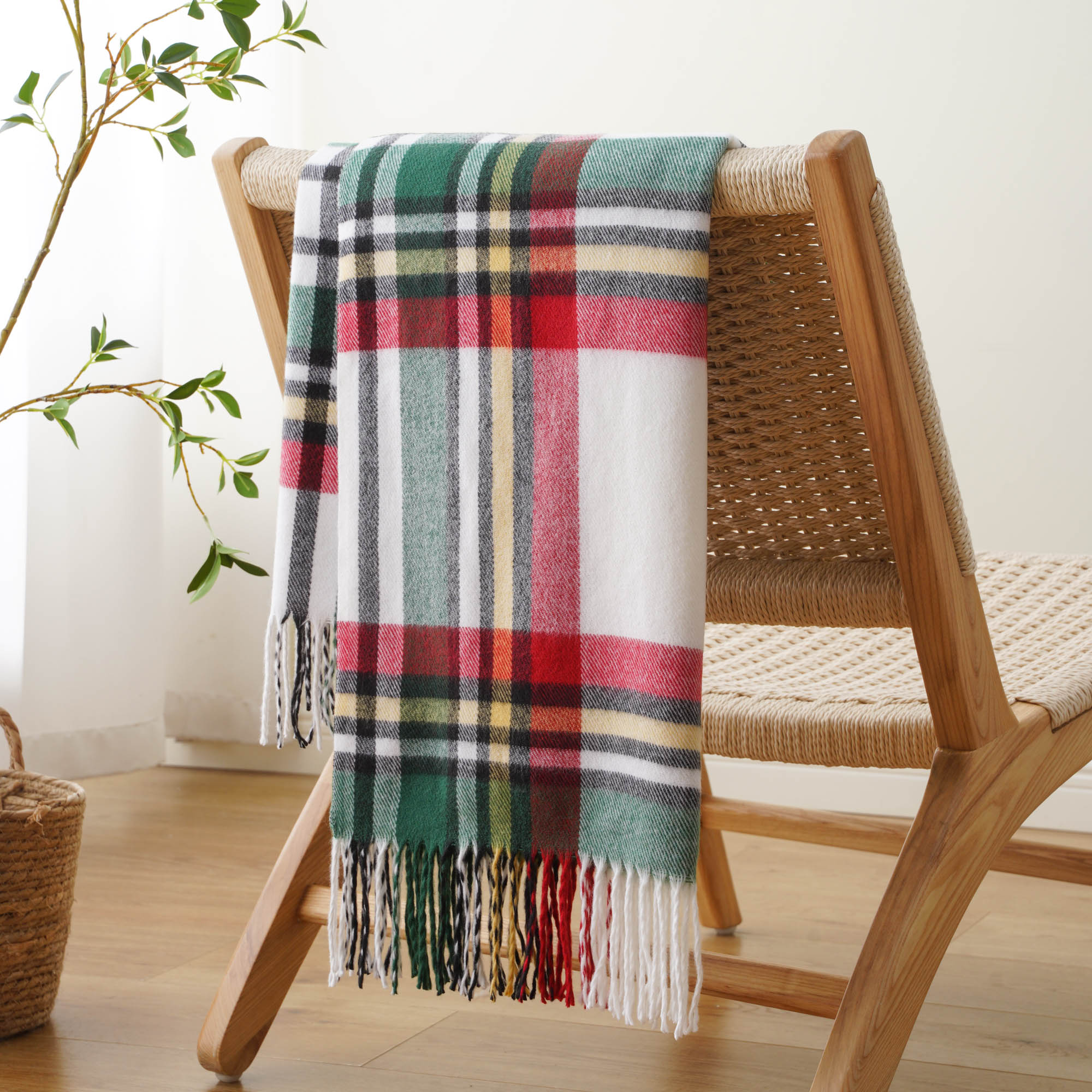 Red-Green Plaid Throw